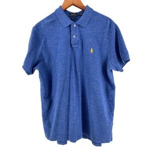 Polo Ralph Lauren Polo Shirt Mens XL Blue Heathered Cotton Short Sleeve Classic